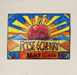 Festival tee with a cherry rising sun