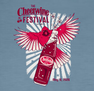 Festival tee with a Cheerwine glass bottle and cardinal spreading its wings