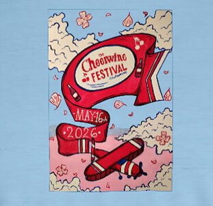 Festival tee with Cheerwine festival banner flowing behind a plane