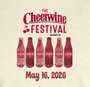 Festival tee with Cheerwine glass bottles lined up