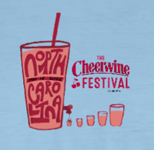 Festival tee with Cheerwine in a cup with a tap filling up increasingly larger cups