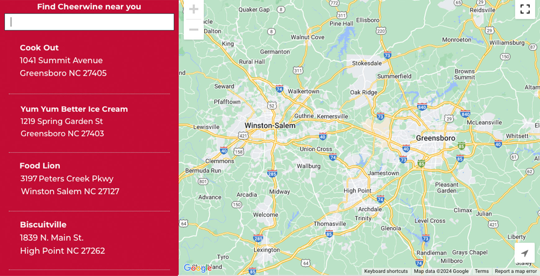 Map of the NC Triad area